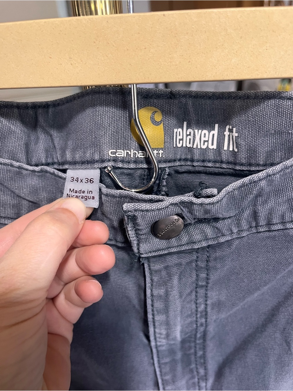 Carhartt Men's Gray Distressed Double Knee Utility Work Relaxed Fit Pants 34x36 - Picture 7 of 7